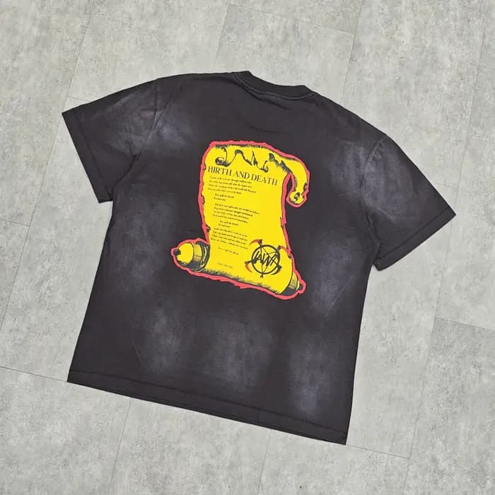 Yao mode Saint de Michael 25SS Vintage décontracté ample rétro graphiques imprimé t-shirt couverture en coton