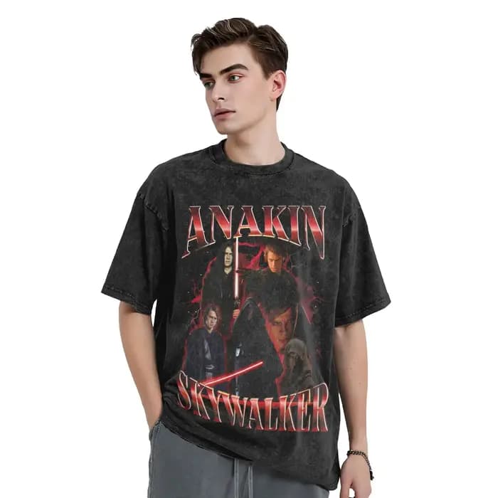 T-shirt délavé Anakin Skywalker Sith rétro Collage Hip Hop Vintage T-Shirts Harajuku Streetwear graphique hauts