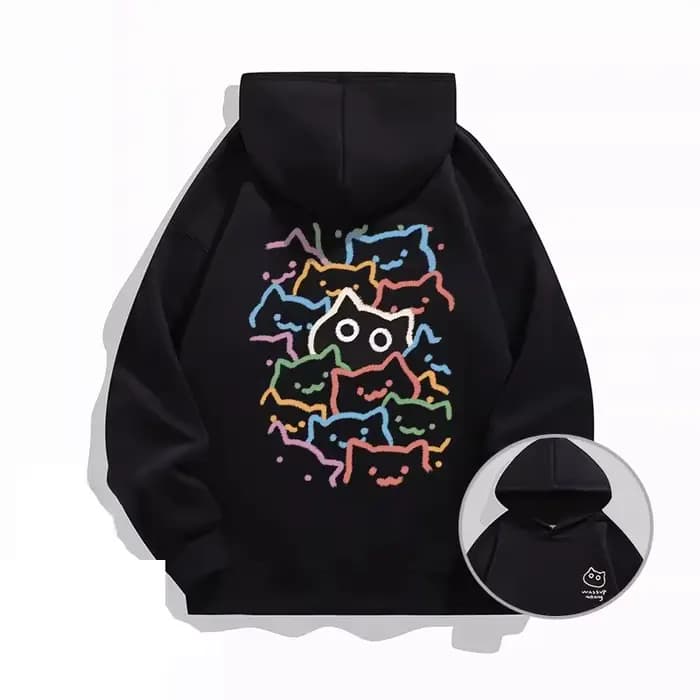 Nouveau Sweat à Capuche Tendance Marque Cat pour Hommes et Femmes - Collection Automne Hiver 2026 - Manteau Polyvalent Ample en Polaire Épaisse