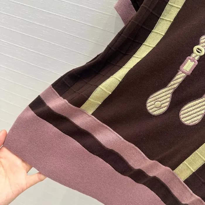 T-shirt tricoté à col rond pour femme