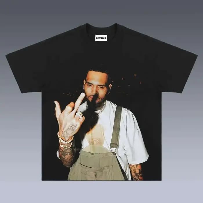 T-shirt graphique CHRIS BROWN à grand motif pour femmes et hommes