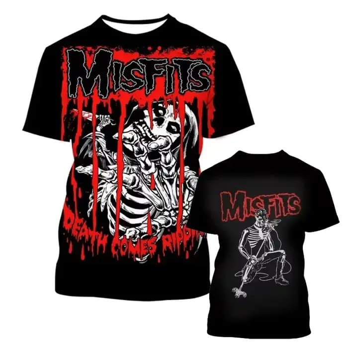 Misfits Rock Band T-Shirts crâne 3D imprimé Streetwear hommes femmes décontracté mode à manches courtes t-shirt