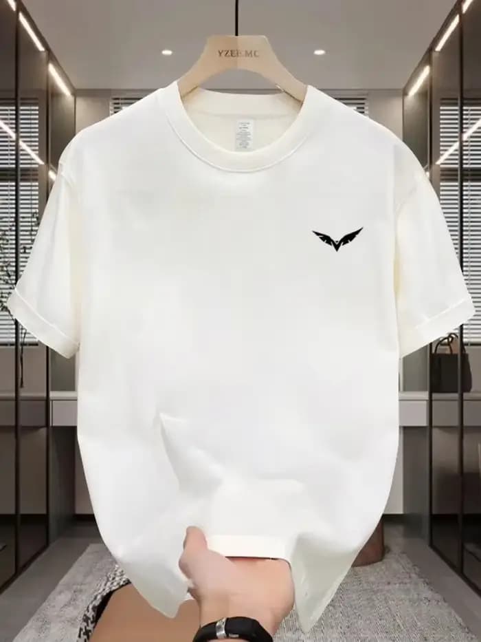 T-shirt décontracté imprimé à motif d'aile simple pour hommes