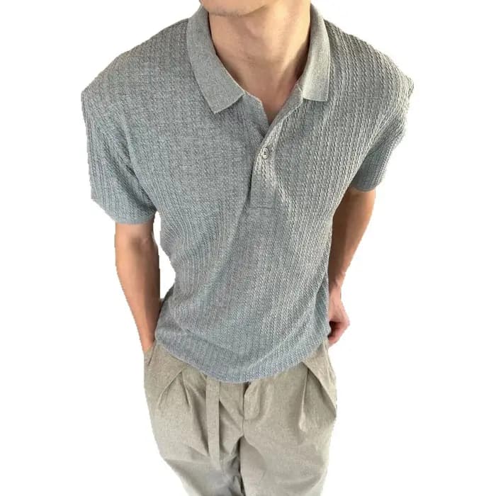 T-shirt à col Henley à manches courtes pour homme