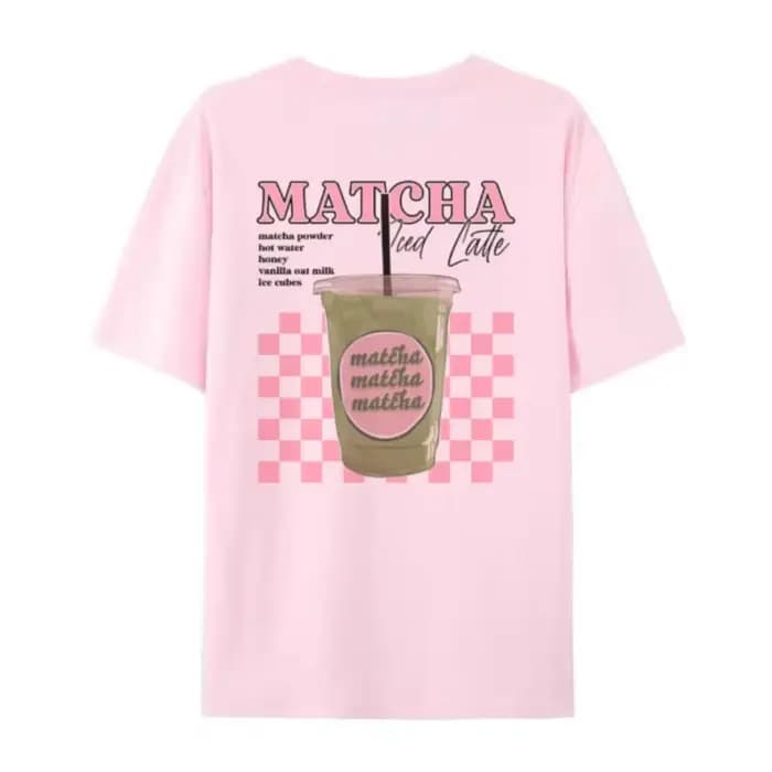 Y2k Esthétique Matcha Latte Dos Imprimé T-Shirt Mignon