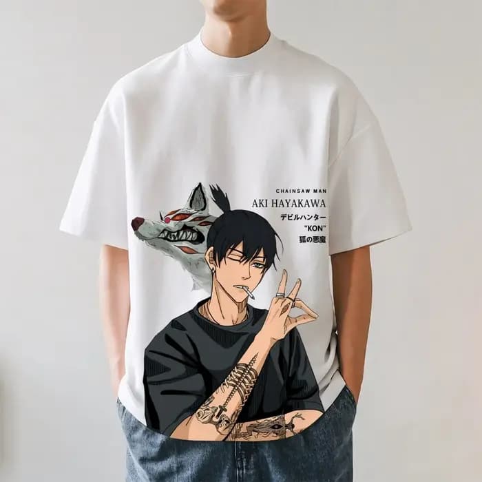 Nouveau T-shirt classique style japonais Chainsaw Man Aki Hayakawa 2026 – Streetwear de haute qualité pour hommes et