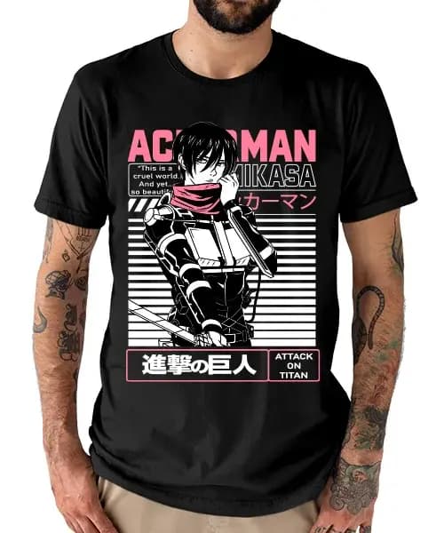 T-shirt de l'Animé Attaque des Titans Mikasa Ackerman Batalla, Final