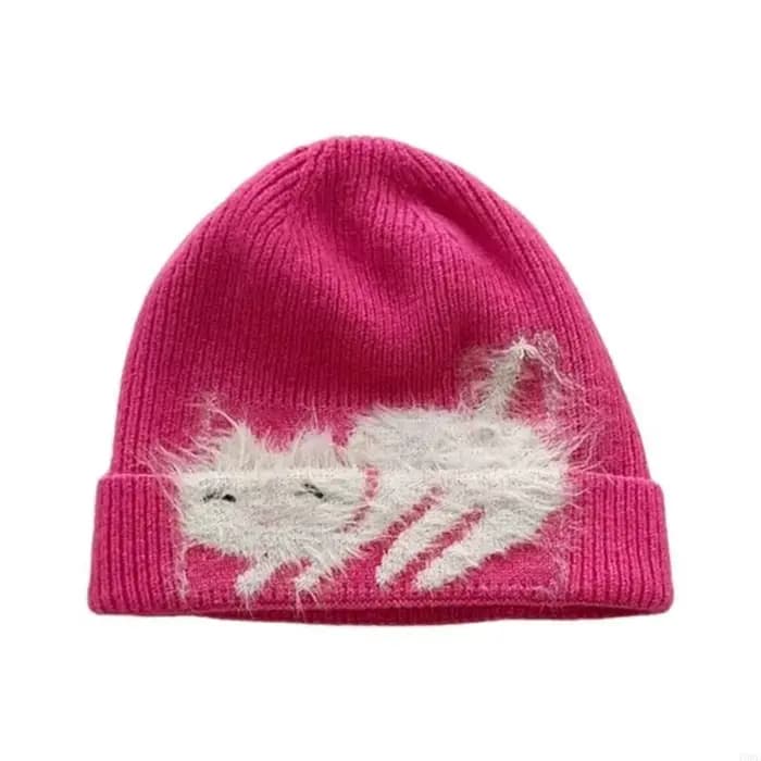 Chapeau tête mort pour activités plein air, chapeau avec joli chaton, casquettes tricotées pour l'ex