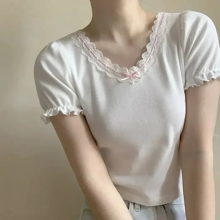 T-Shirt Blanc pour Fille Douce