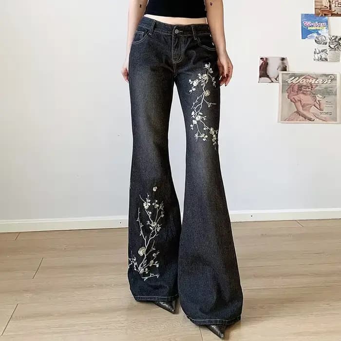 Jean vintage coupe bootcut taille basse pour femme