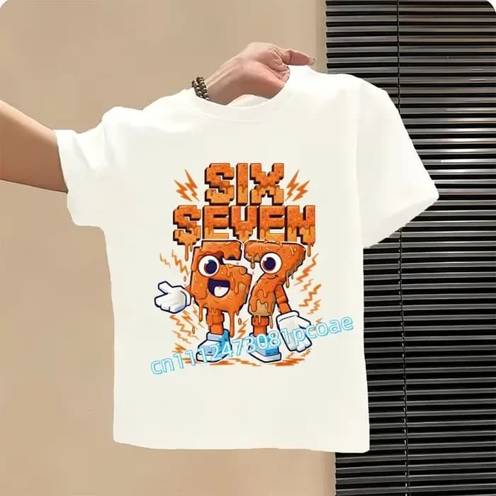 67 T-shirts pour enfants avec impression numérique d'emojis, hauts amples et confortables à manches