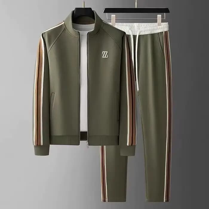 Ensemble de survêtement homme 2025 – Veste et pantalon tendance brodés – Tenue de sport deux pièces