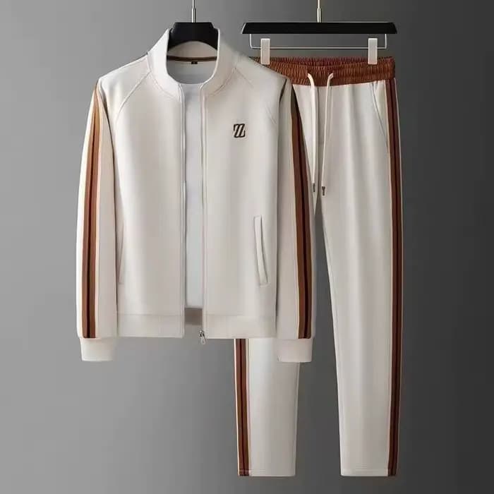 Ensemble de survêtement homme 2025 – Veste et pantalon tendance brodés – Tenue de sport deux pièces