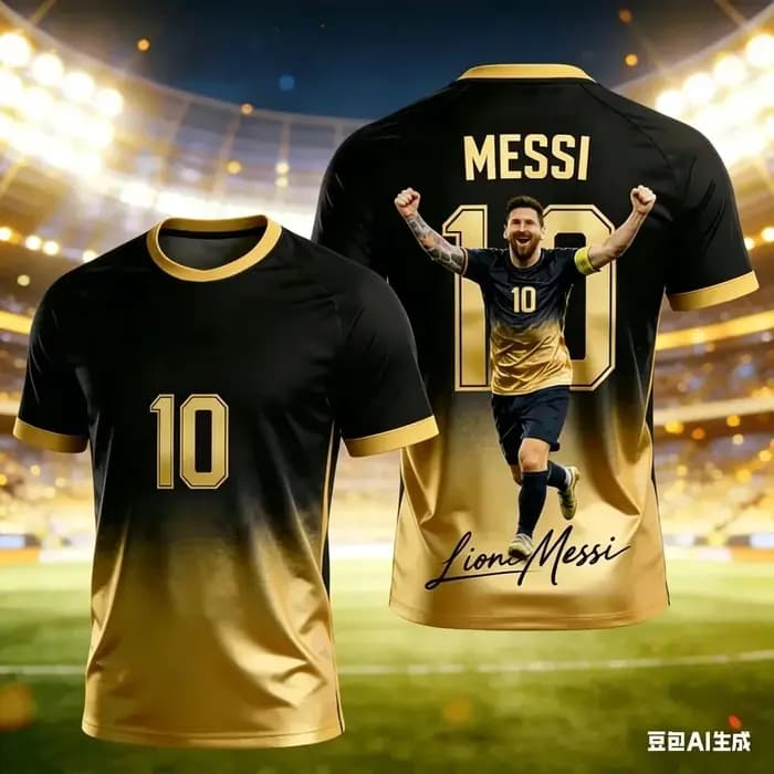 T-shirt de sport de football pour hommes - Messi imprimé en 3D