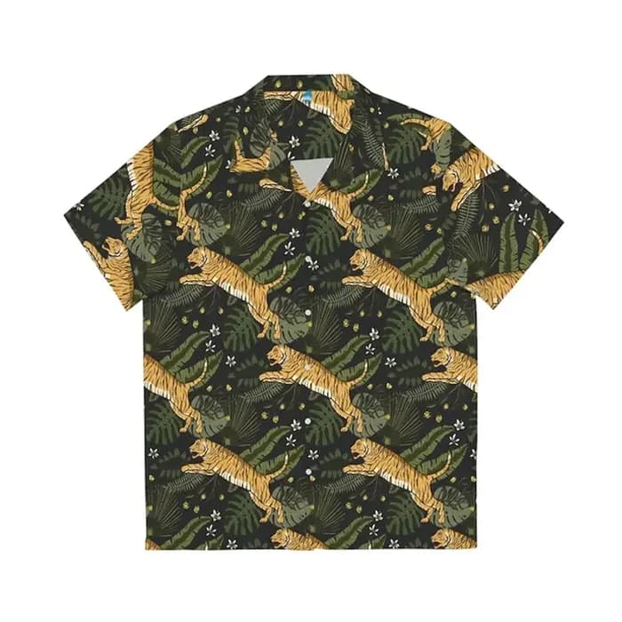 Chemises graphiques de tigre de plage hawaïenne pour hommes