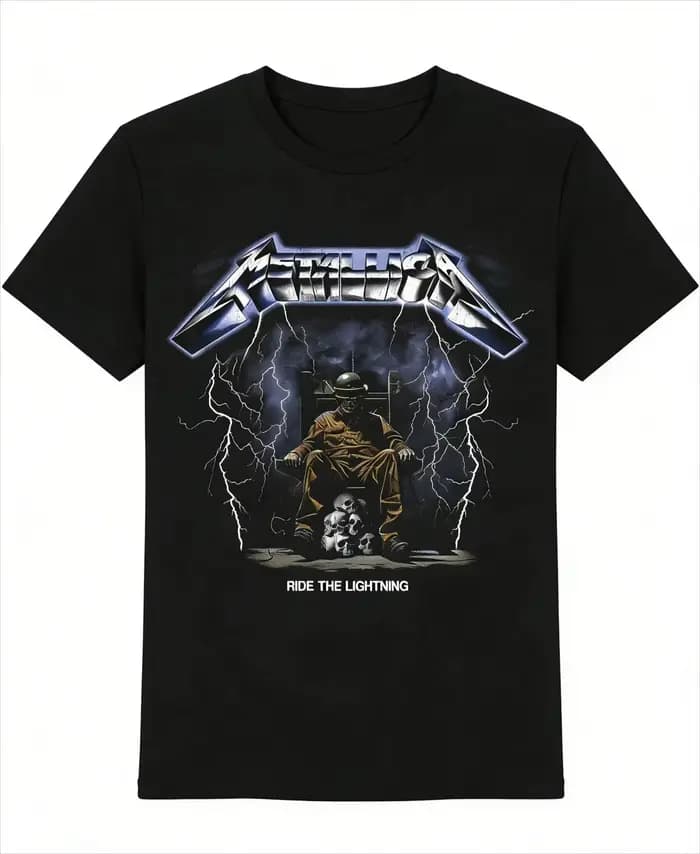 T-Shirt Wolf Metallica Band 100% coton