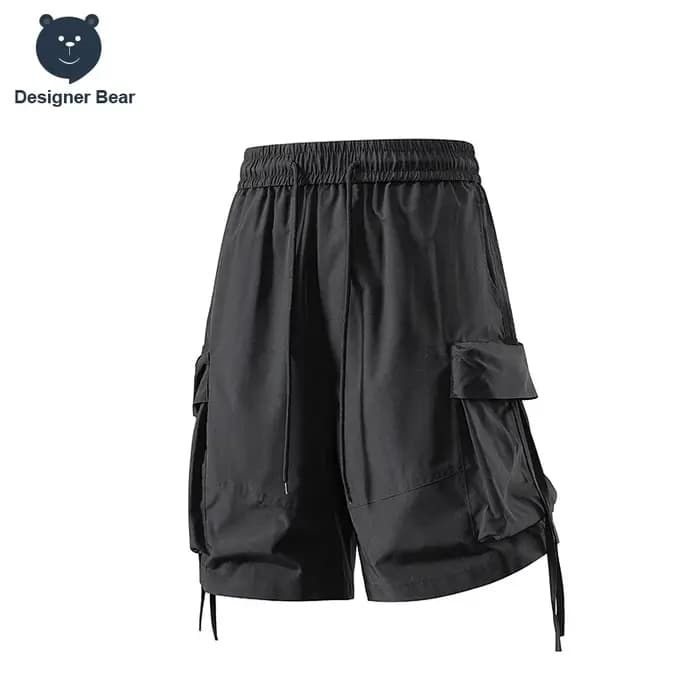 Short Cargo Homme Style Américain Nouvelle Collection Été 2026 Grande Poche Streetwear Décontracté Sportif Noir Jeunesse