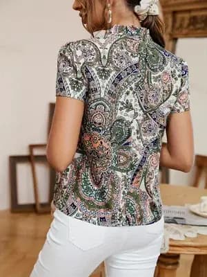 T-shirt décontracté à imprimé floral tendance pour l'été - Vêtements de vacances respirants et légers pour femmes