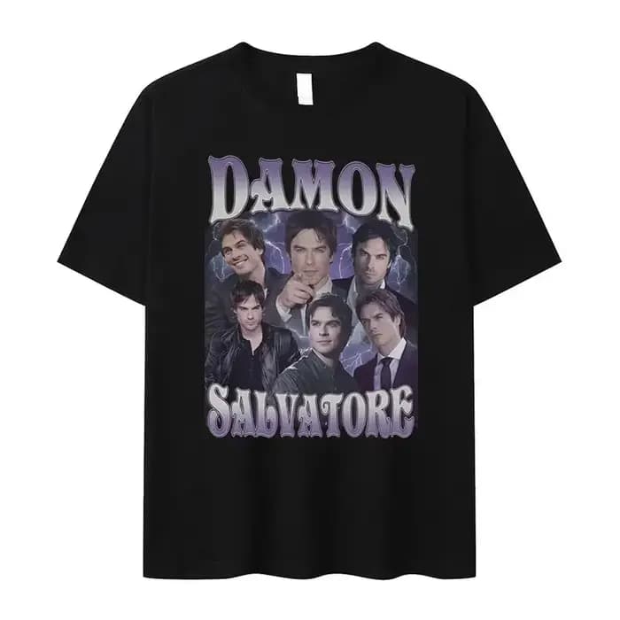 Damon Salvatore Ian Somerhalder émission de télévision T-shirt pour femmes été hauts t-shirts col rond