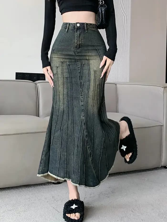 Vintage déchiré femmes sirène jupe 2023 nouvelle mode Y2K Streetwear jean jupes femme rétro décontracté irrégulière