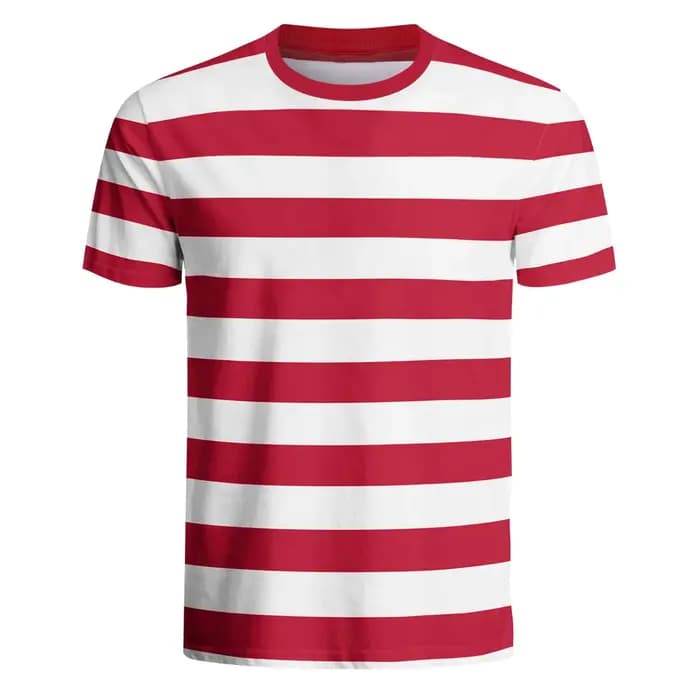 T-shirt rayé noir et blanc pour homme, décontracté et polyvalent, adapté à un usage quotidien, aux costumes d'Halloween et à d'autres occasions.