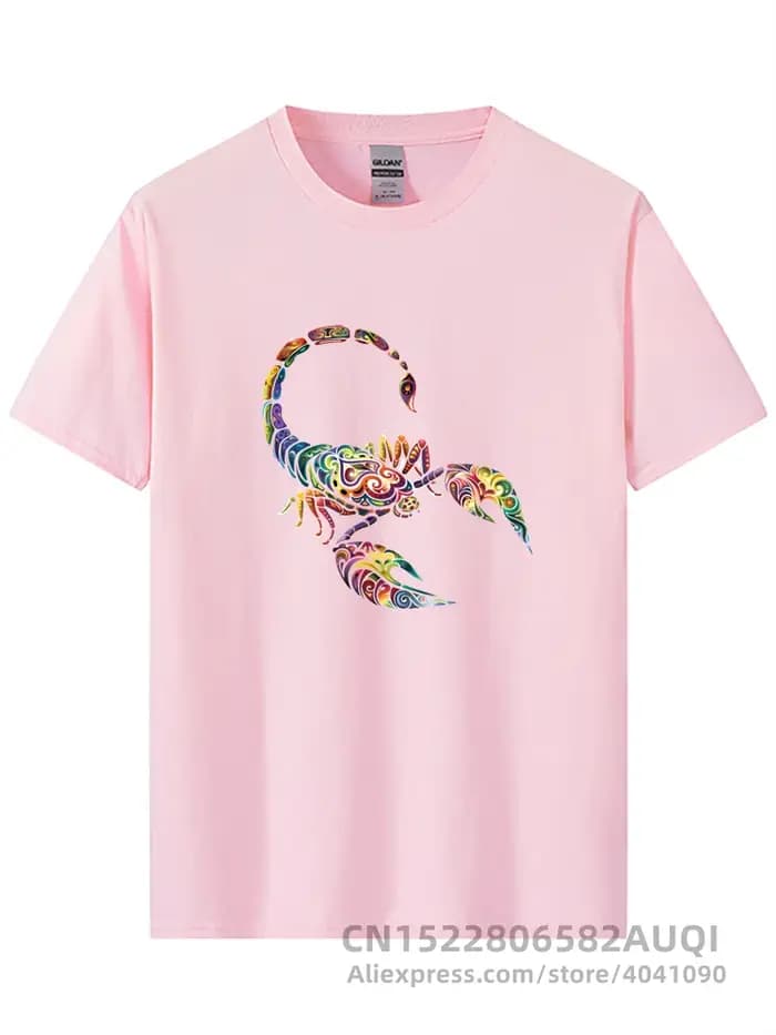 T-shirt manches courtes col rond homme, 100% coton, décontracté, imprimé Scorpion, ample, Cool, humo