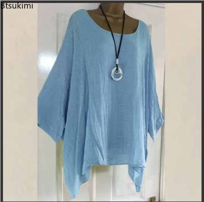 Nouveaux T-shirts amples à manches chauve-souris unies pour femmes