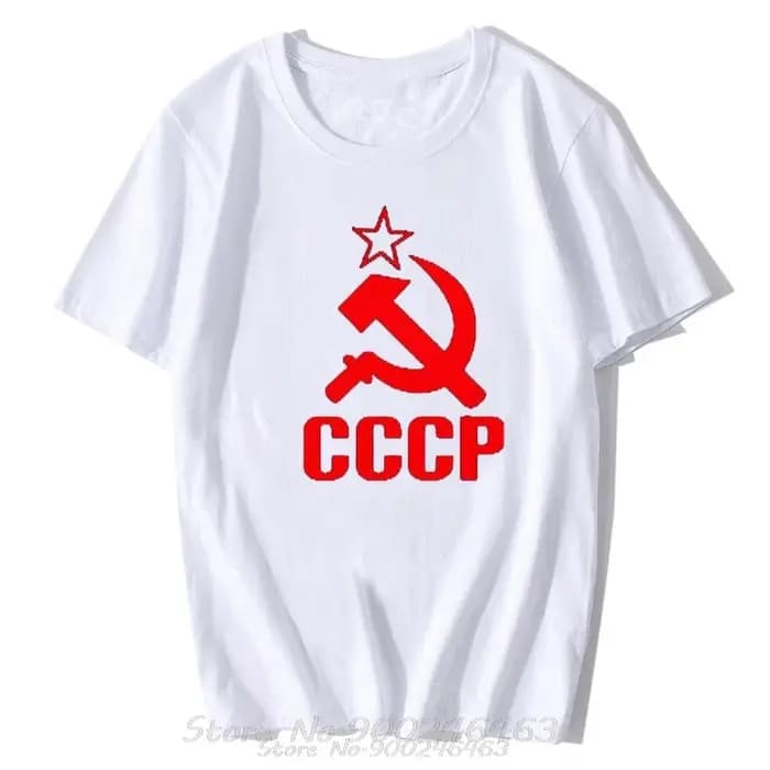 Nouveau coton CCCP lettre motif hommes T-shirt mode à manches courtes haut col en o