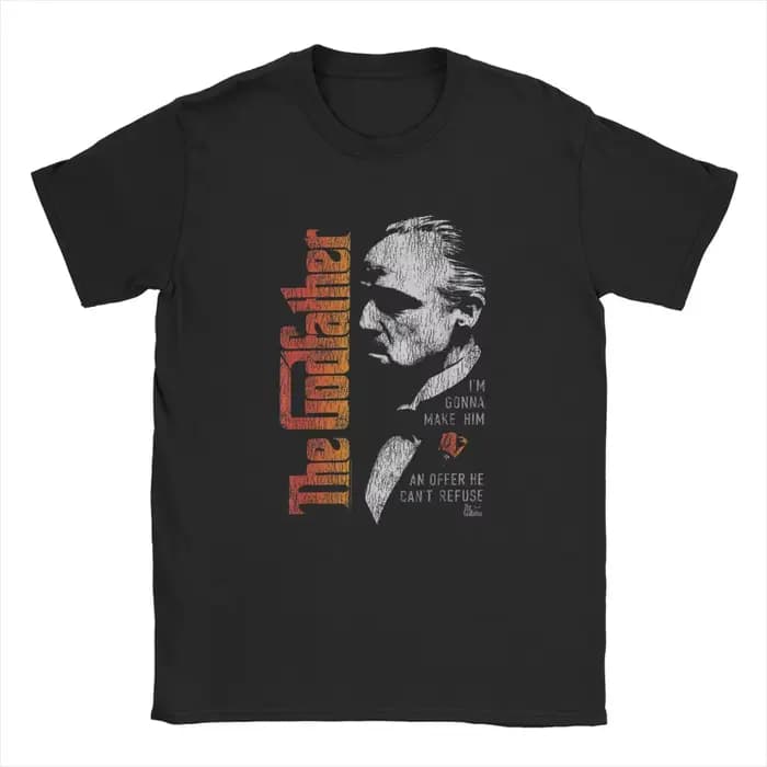 T-shirt manches courtes col rond homme, vintage, en pur coton, avec citation du film Don Vito Corleo