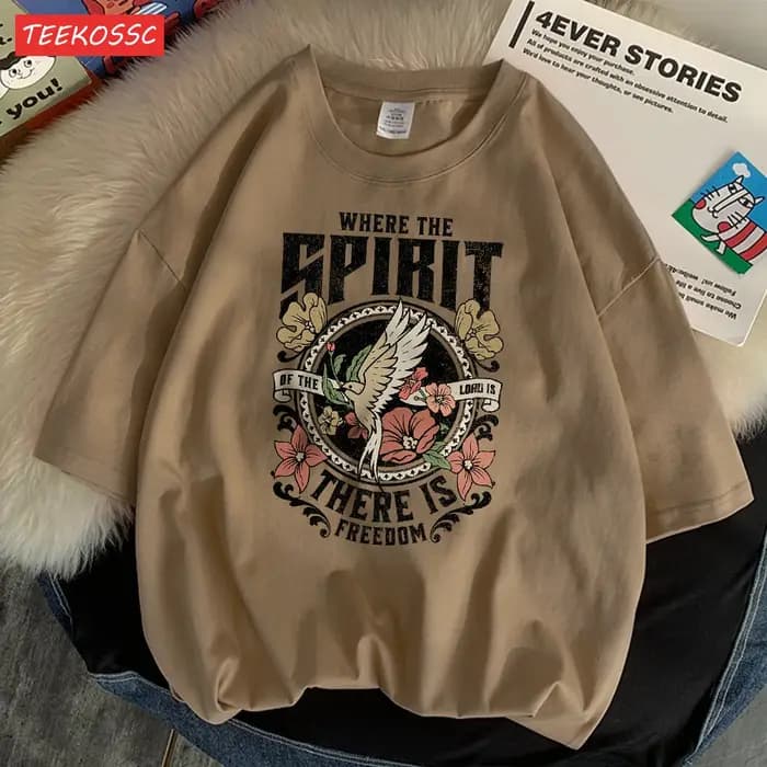 Où l'esprit il y a la liberté imprimé t-shirt pour hommes dessin animé Art t-shirts populaire coton