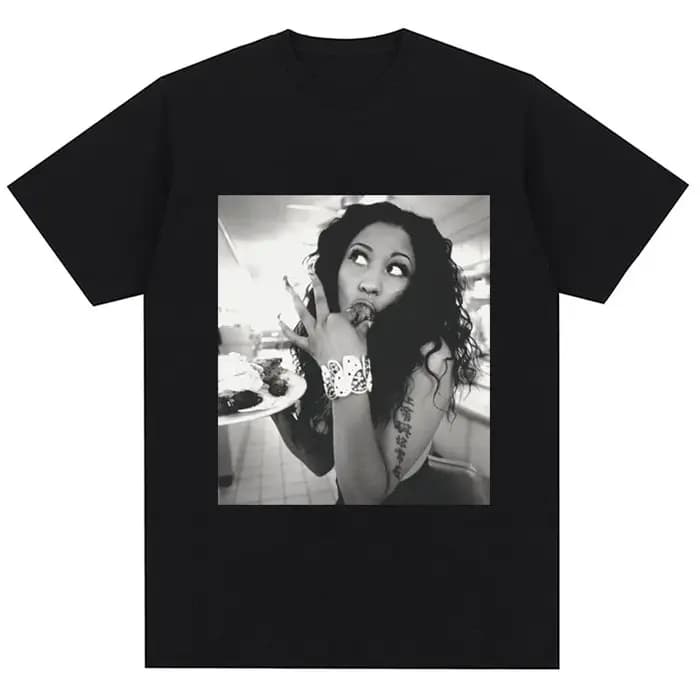 Rap artiste Nicki Minaj imprimé rétro T-shirt foand Hip-hop mode décontracté été imprimé PureT-shirt