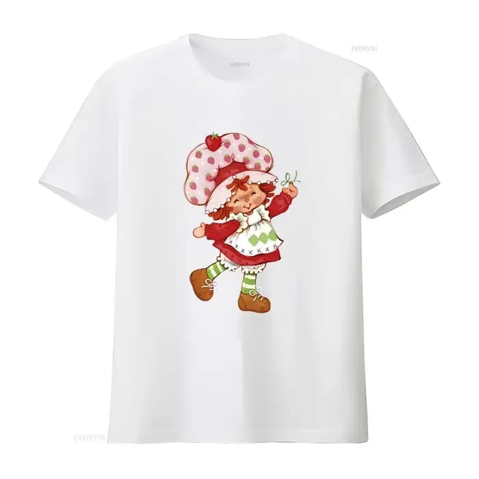 Fraise poupée raccourci mignon nostalgique années 2000 Y2k 2003 à la mode coton lourd t-shirt vintage lavé étiré doux streetwear