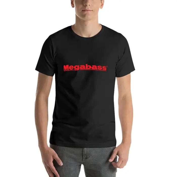 MEGABASS-T-shirt noir surdimensionné pour homme, vêtement mignon