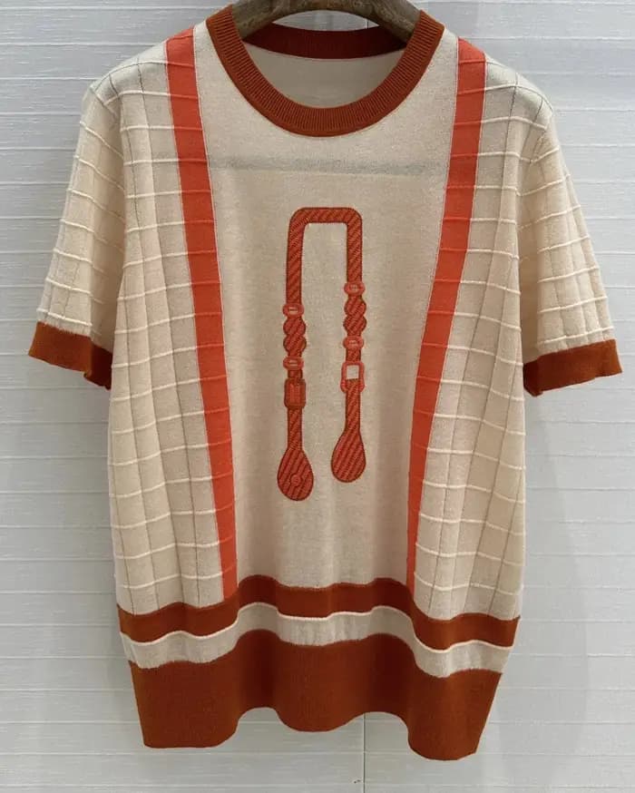 T-shirt tricoté à col rond pour femme, vêtement à manches courtes, en laine et soie, nouvelle mode