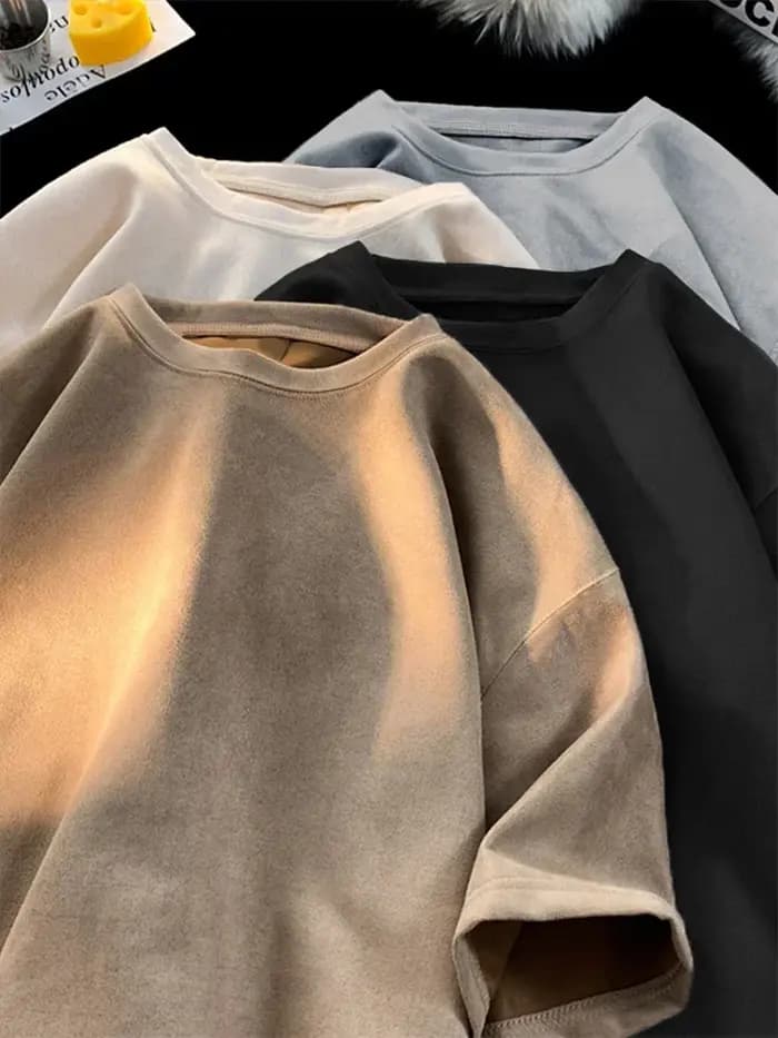 T-shirt en daim mode Hip Hop Streetwear Anti-rides à manches courtes
