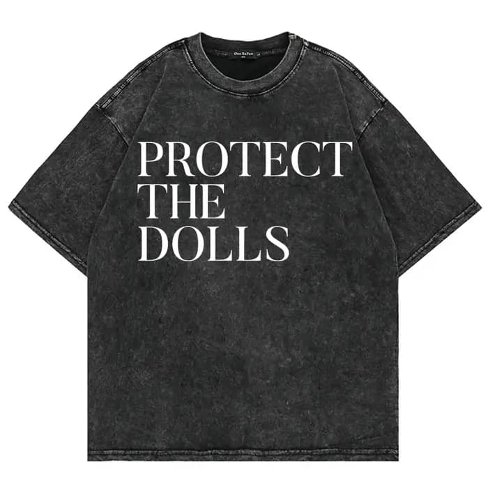 100% coton Vintage lavé protéger les poupées T-Shirt mode hommes lettre impression