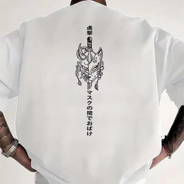 Vêtements pour hommes, t-shirts imprimés de style japonais