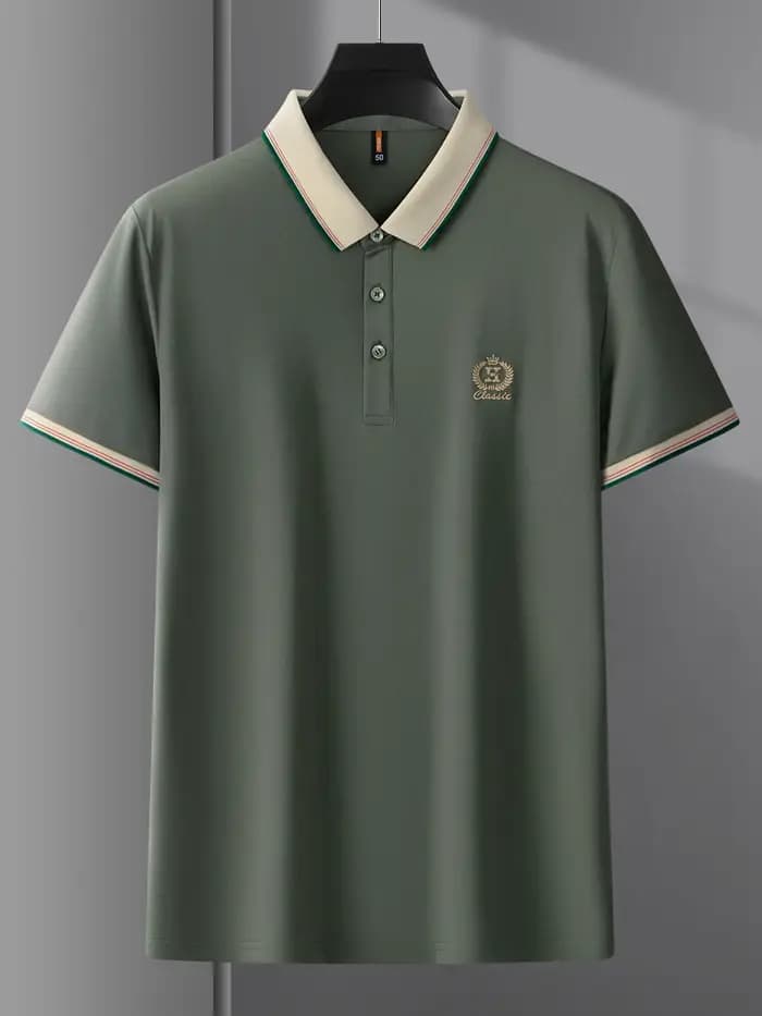 Paul's T-shirt d'été à manches courtes pour homme avec col ajusté et polo brodé