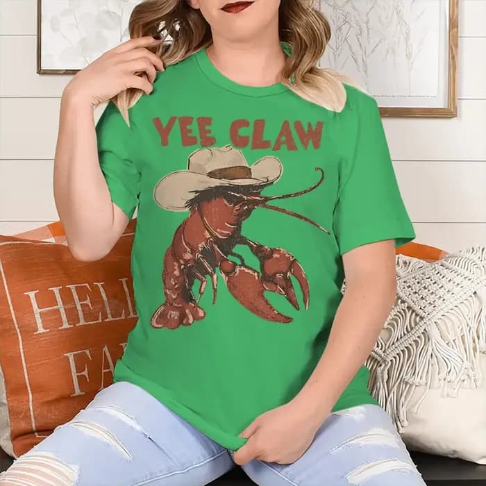 T-shirt unisexe tendance « Yee Claw » vintage à motif homard