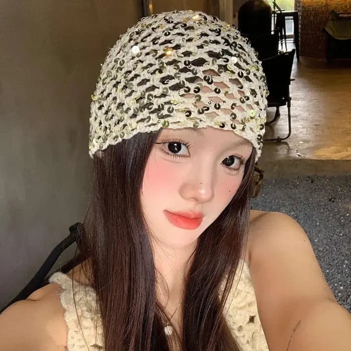 Casquette tissée à paillettes rétro Vintage