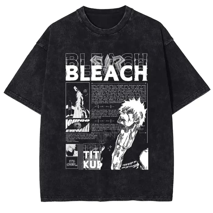 BLEACH Kurosaki Ichigo Manga T-shirt graphique pour hommes femmes vêtements Vintage lavé coton T-Shi