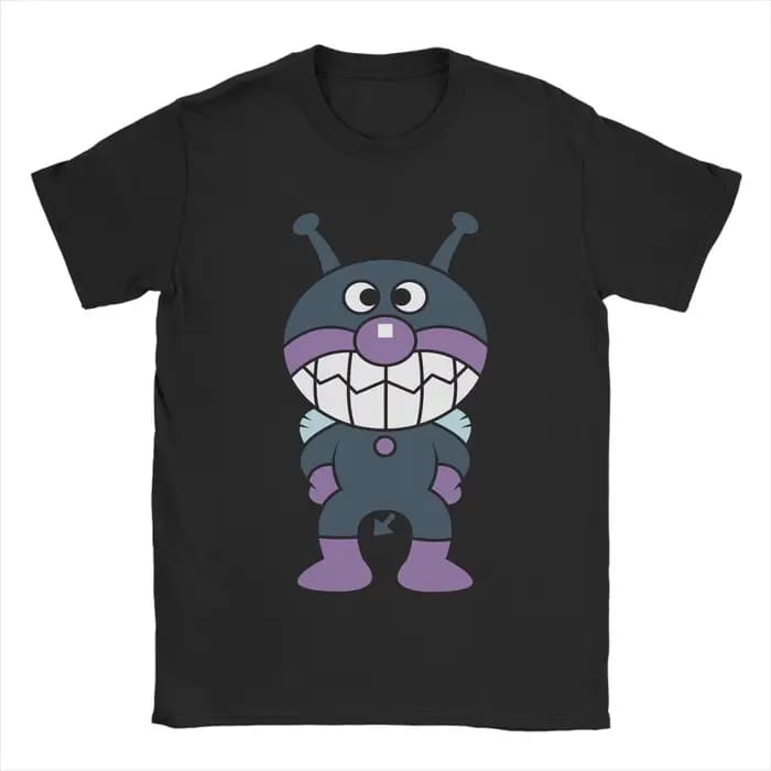 T-shirt à manches courtes pour hommes, en pur coton, drôle, à col ras du cou, Baikinman, Anime Anpan