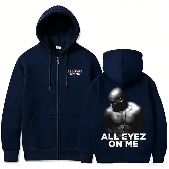 Sweat à capuche zippé Rapper Tupac 2pac All Eyez on Me pour hommes et femmes