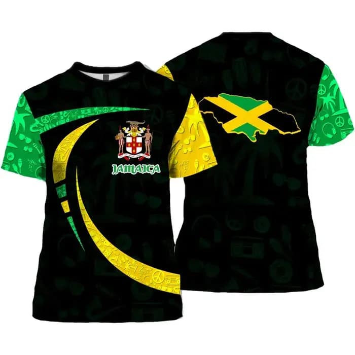 Jamaïque drapeau graphique t-shirt pour hommes jamaïcain emblème National 3D imprimé à manches courtes été Streetwear