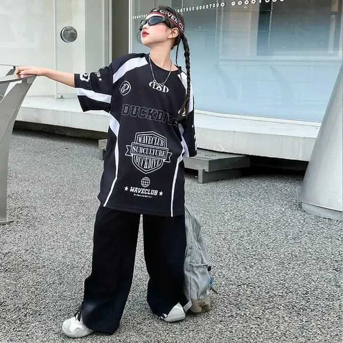 Ensemble de vêtements Hip Hop à séchage rapide pour jeunes filles, t-shirt à demi-manches et pantalo