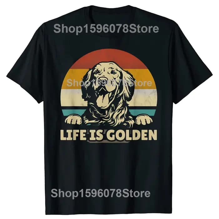 Golden Retriever chien la vie est dorée graphique T-shirts hommes femmes mode t-shirt style décontracté 100% coton
