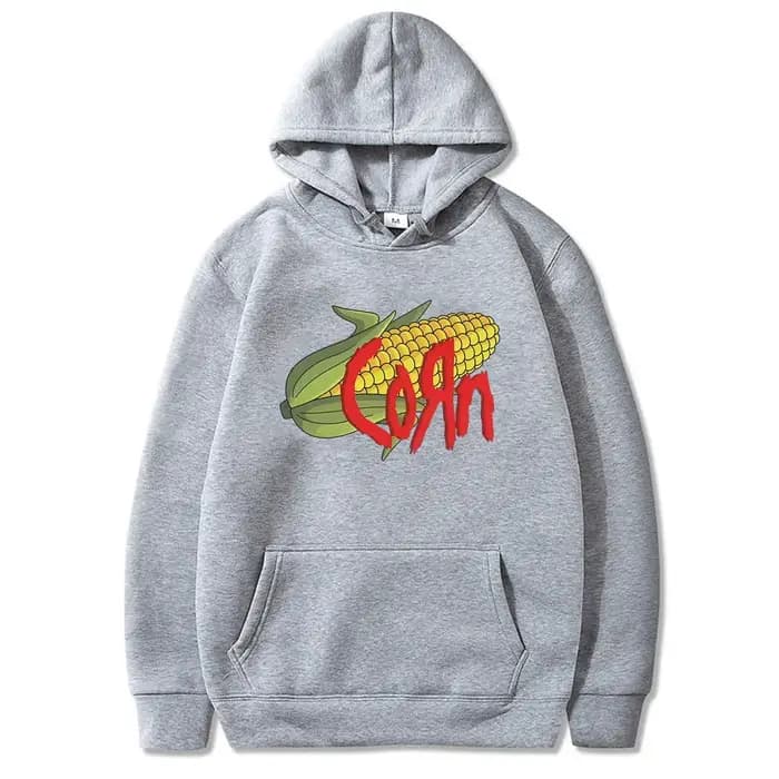 Korn maïs drôle Meme graphique à capuche hommes femmes Vintage gothique Rock sweat homme décontracté polaire coton