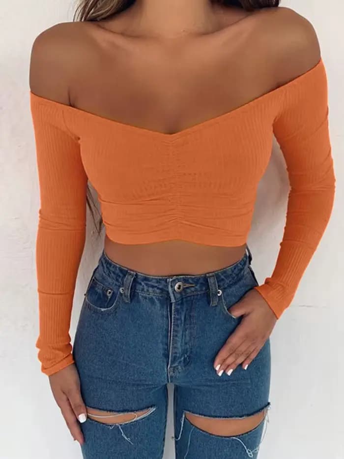 T-shirt à manches longues simple et sexy pour femmes