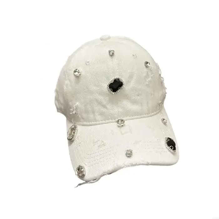 Casquette Baseball avec accent pierre en détresse, chapeau décontracté en coton doux avec sangle arrière réglable pour le