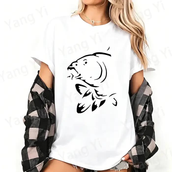 T-shirt graphique à motif carpe éclaboussée d'encre